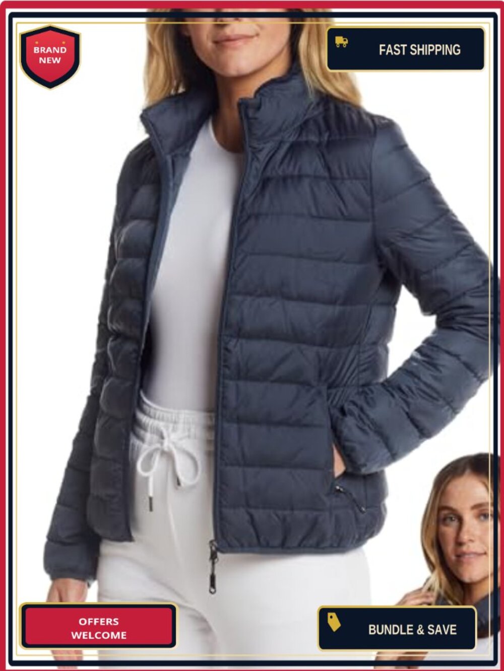 Packable Alternative Down Puffer Jacket Convertible Travel Neck Pillow